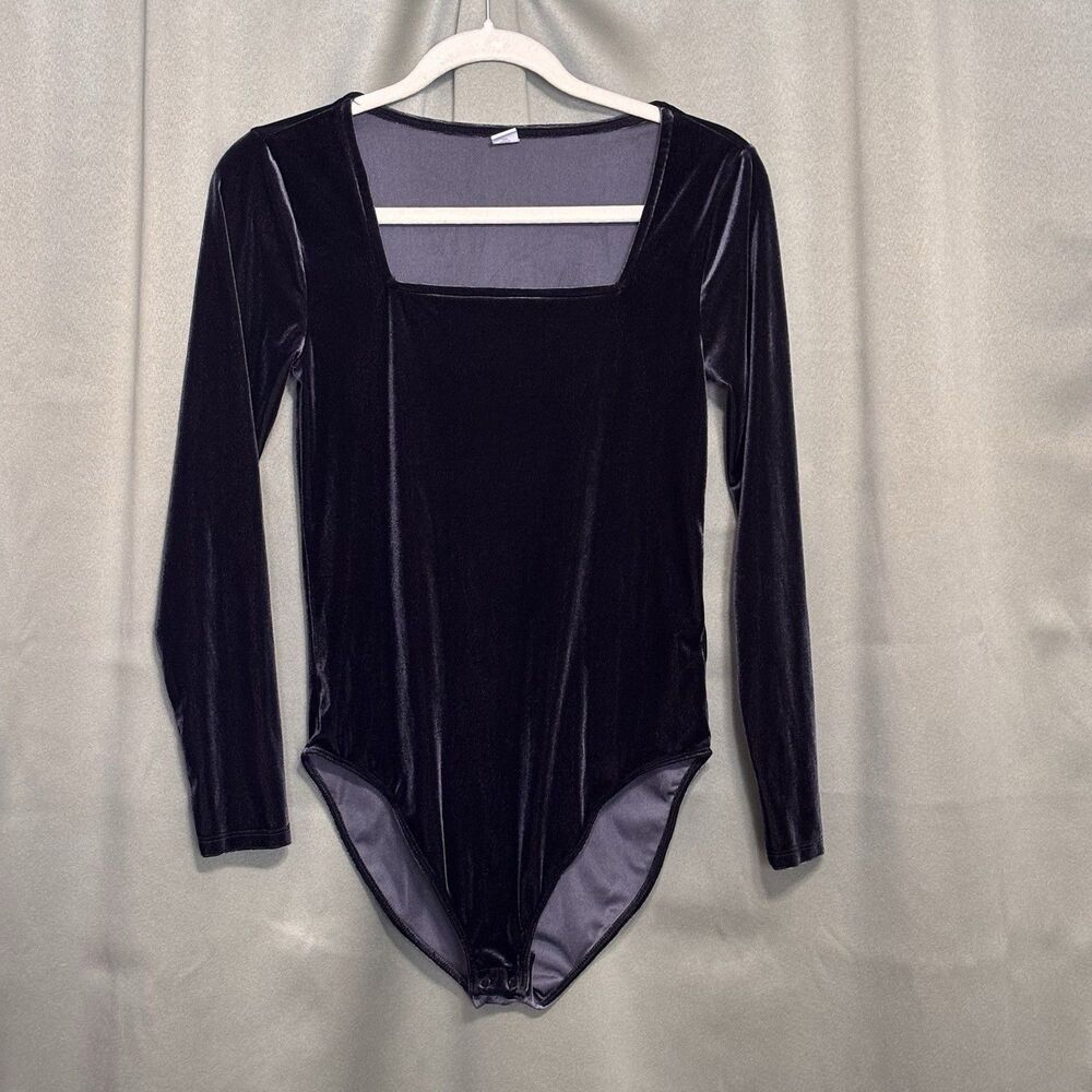 Old Navy Long Sleeve Velvet Bodysuit - Black